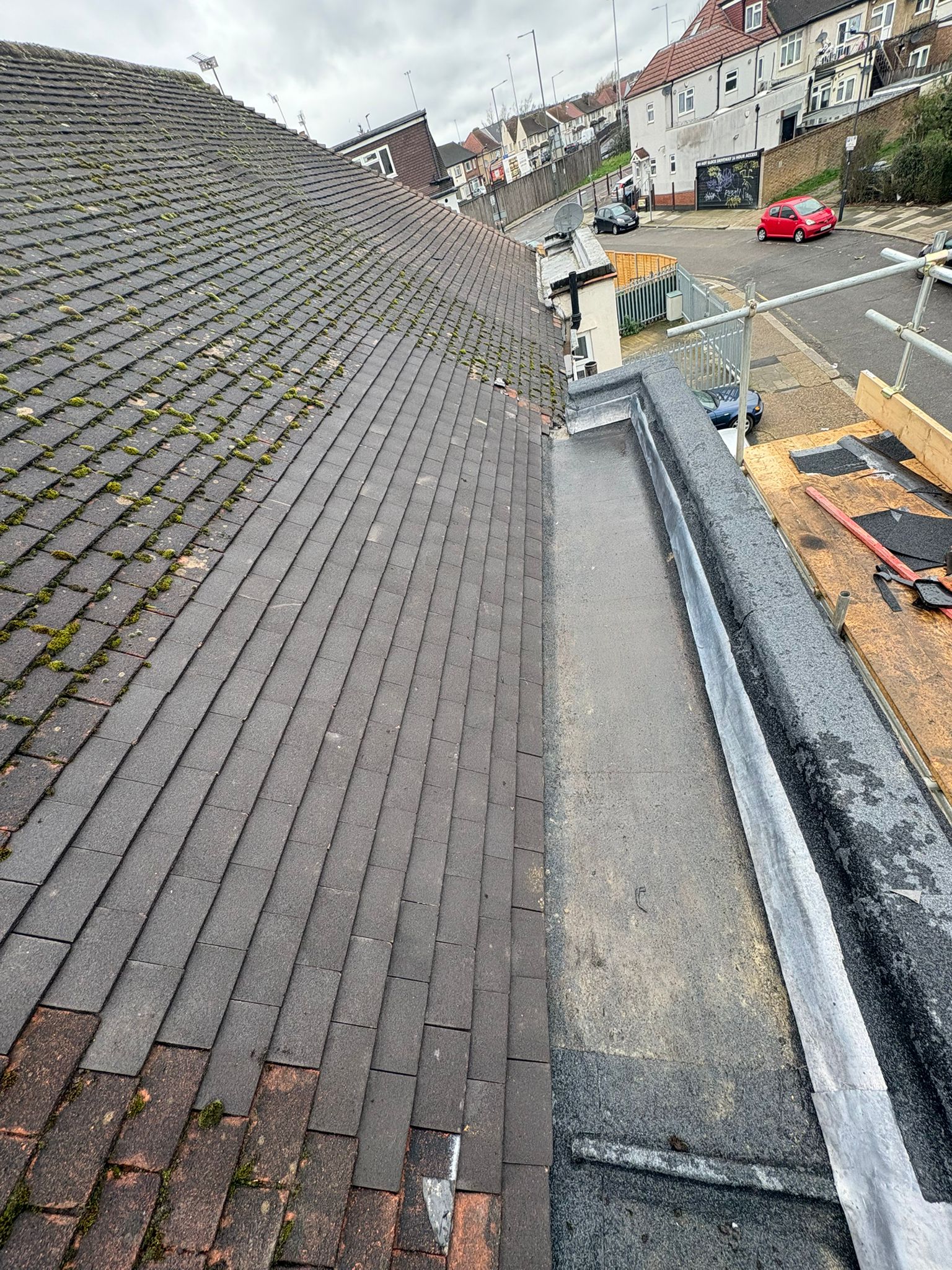 Slate roof and lead flashing repair work